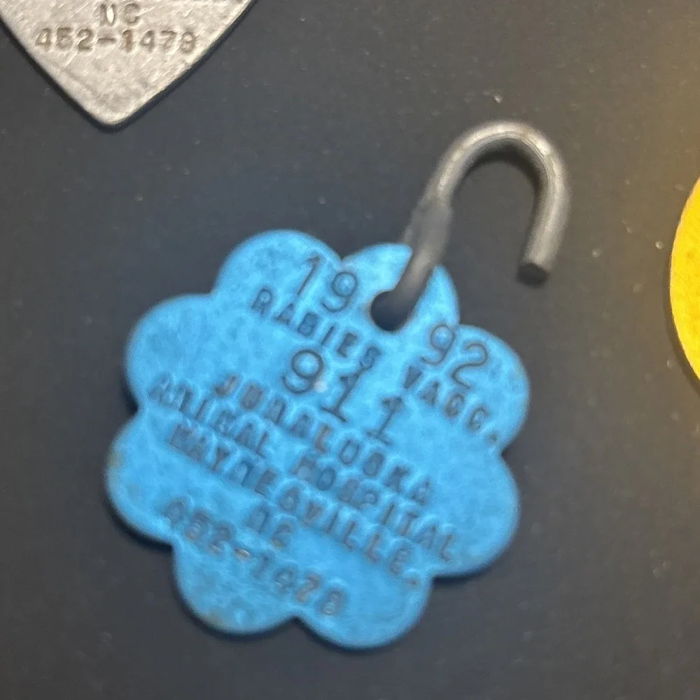 23 Vintage Dog Tags Rabies Vaccination Waynesville NC Pet ID Milk-Bone 1980s